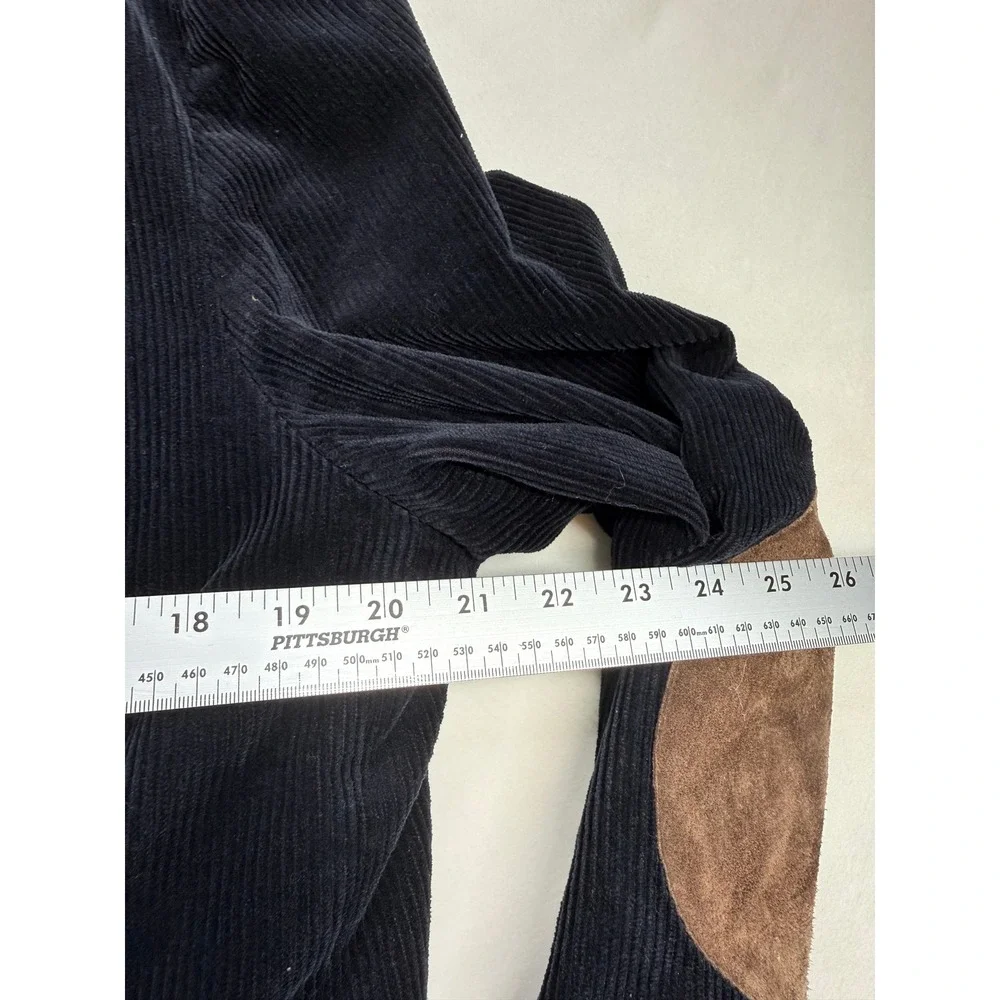 J.Crew Mens Navy Blue Black Corduroy Blazer Elbow Patches Plaid Flannel Lining M